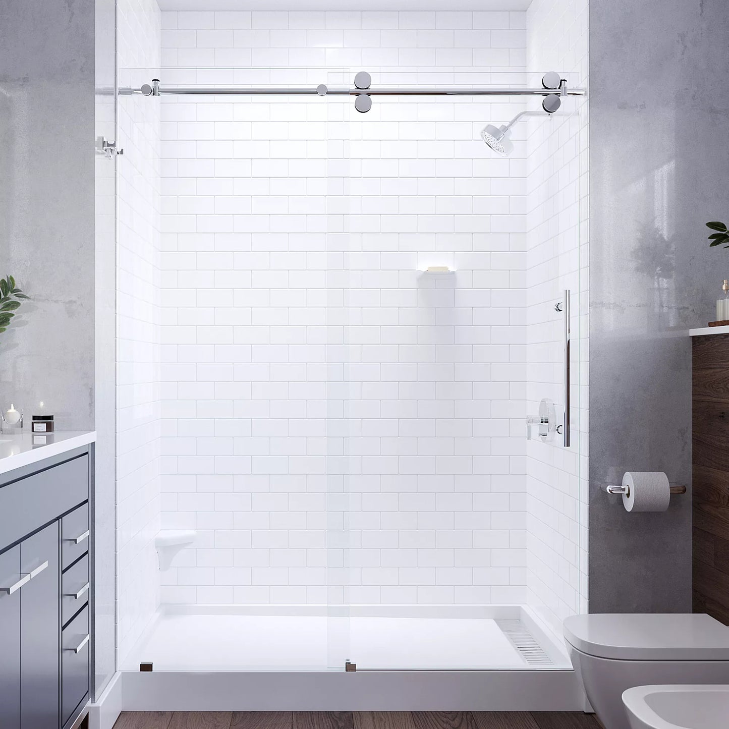Briza Polished Stainless Sliding Shower Door (NJ)
