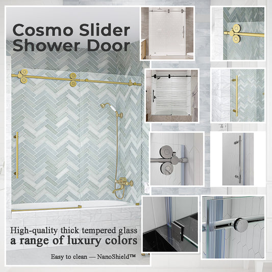 Cosmo Satin Gold Sliding Shower Door including Installation (NJ)