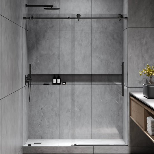 Diamond Matte Black Sliding Shower Door (NJ)