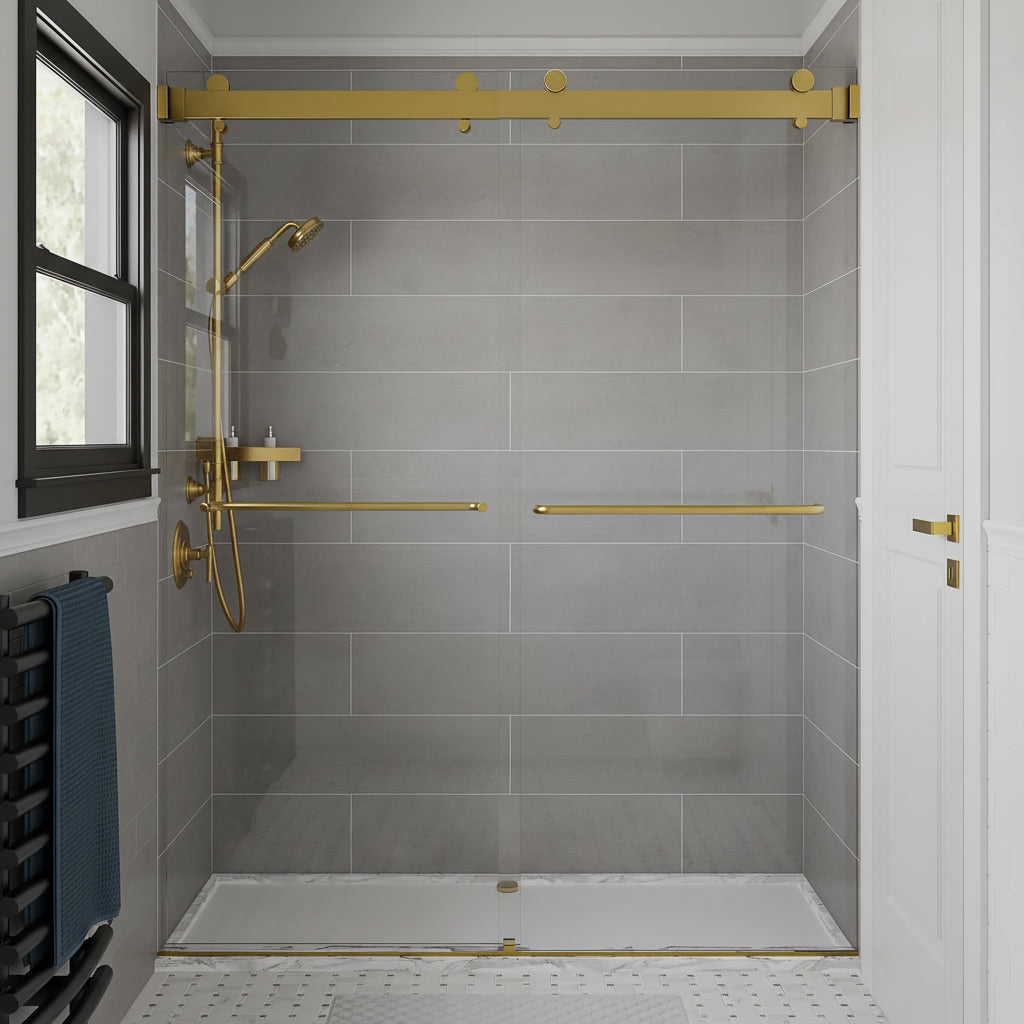 Verona Air Satin Gold Bypass Sliding Shower Door including Installation (NJ)