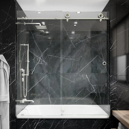 Hugo Brushed Stainless Sliding Shower Door (NJ)