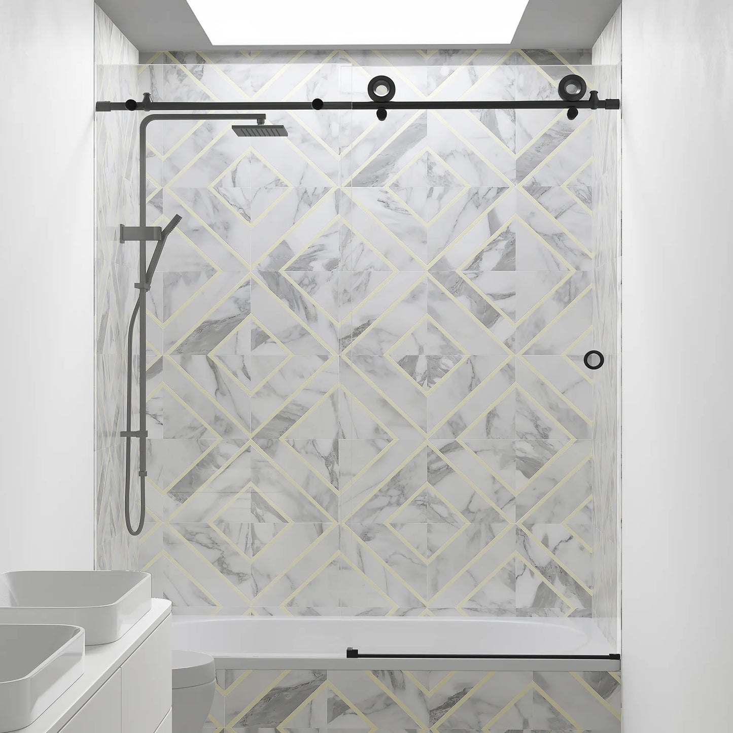 Hugo Matte Black Sliding Shower Door (NJ)