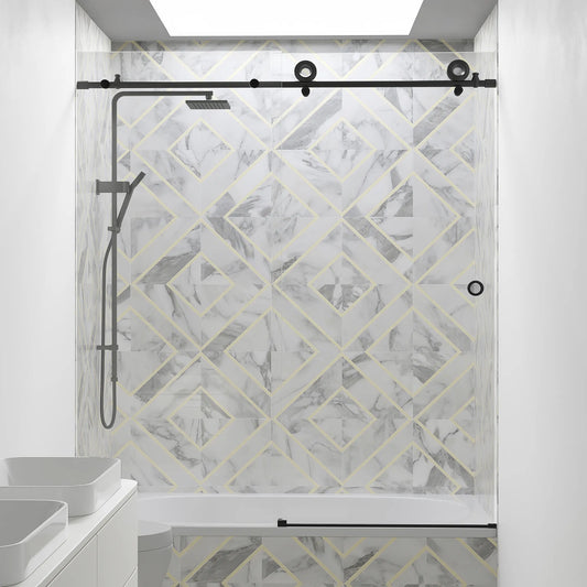 Hugo Matte Black Sliding Shower Door (NJ)