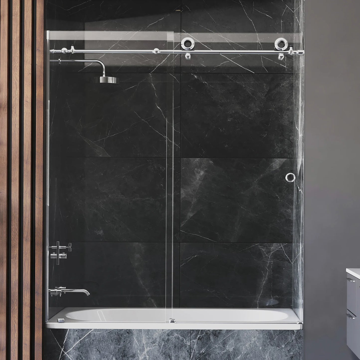 Hugo Polished Stainless Sliding Shower Door including Installation (NJ)