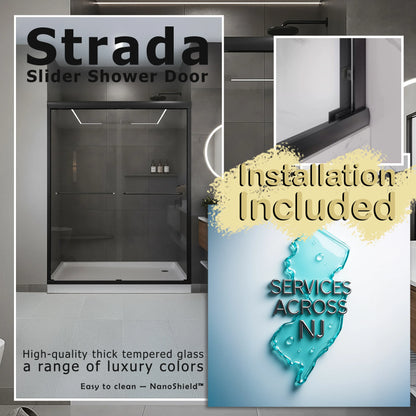 Strada Matte Black Bypass Sliding Shower Door including Installation (NJ)