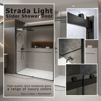 Strada Light Matte Black Sliding Shower Door including Installation (NJ)
