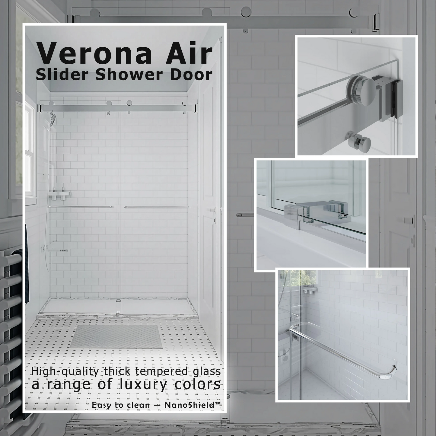 Verona Air Polished Chrome Bypass Sliding Shower Door including Installation (NJ)