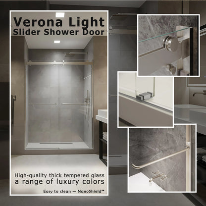 Verona Light Brushed Nickel Bypass Sliding Shower Door including Installation (NJ)