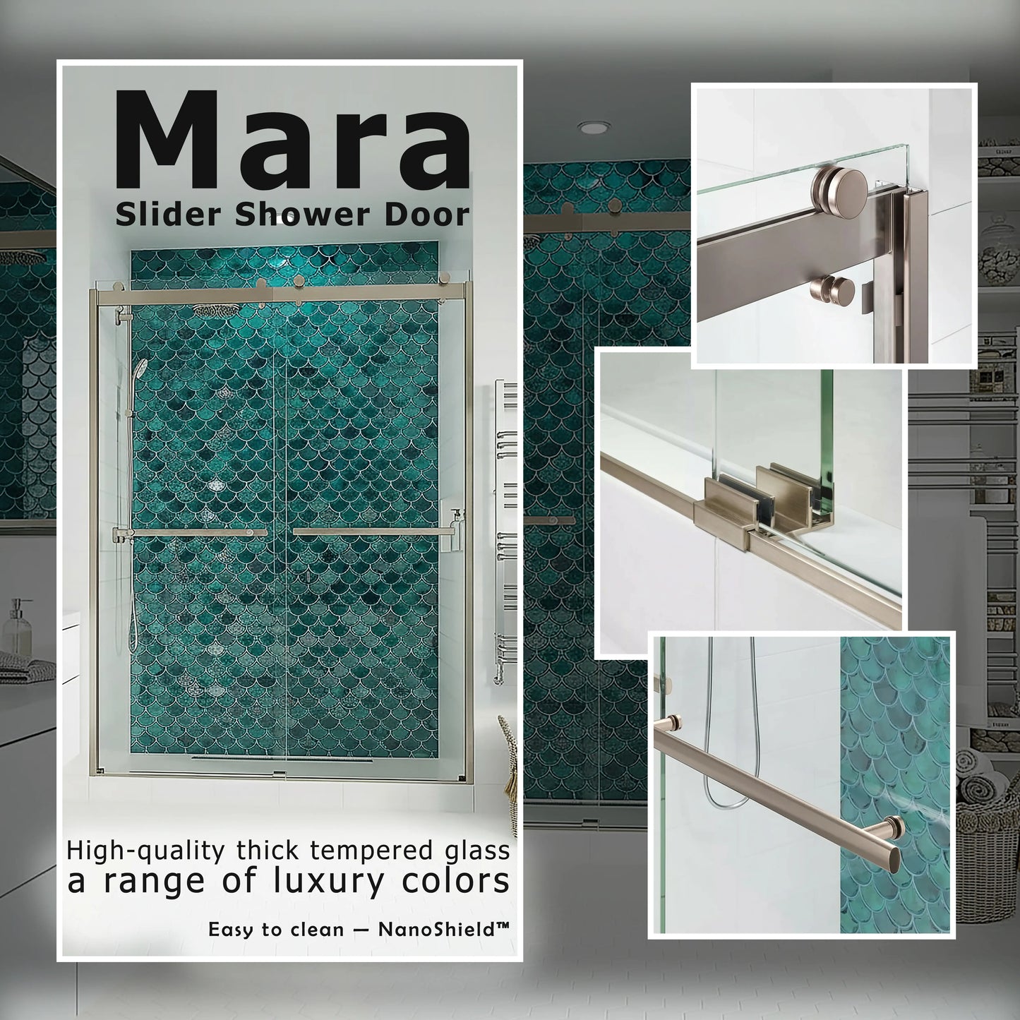 Mara Brushed Nickel Bypass Sliding Shower Door including Installation (NJ)