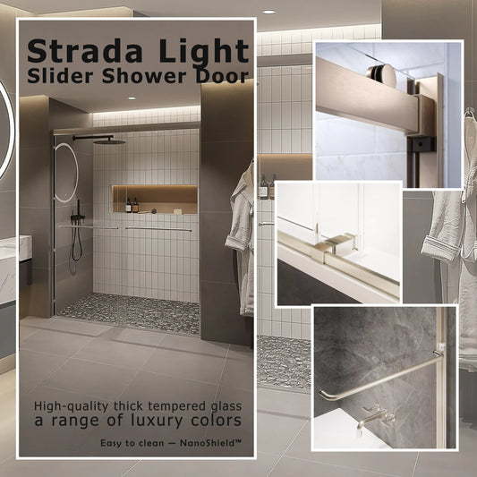 Strada Light Brushed Nickel Sliding Shower Door including Installation (NJ)