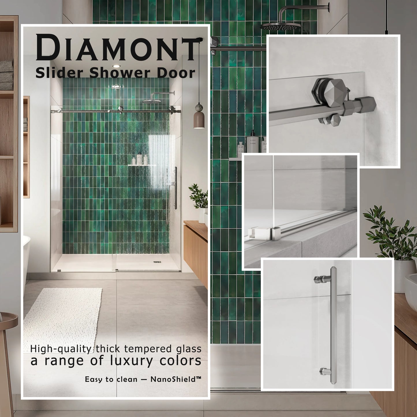 Diamond Brushed Stainless Sliding Shower Door including Installation (NJ)
