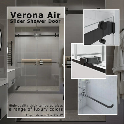 Verona Air Matte Black Bypass Sliding Shower Door including Installation (NJ)