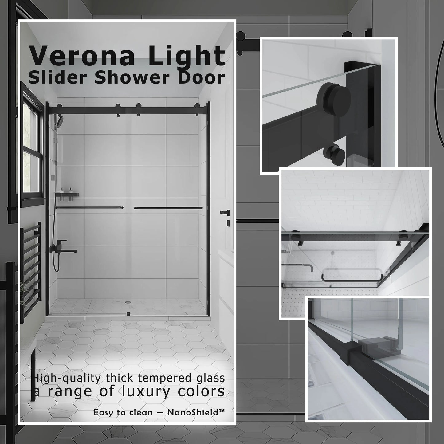 Verona Light Matte Black Bypass Sliding Shower Door including Installation (NJ)