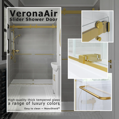 Verona Air Satin Gold Bypass Sliding Shower Door including Installation (NJ)