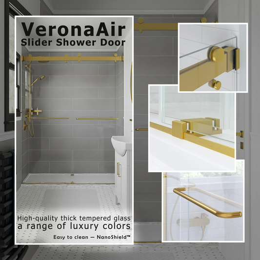 Verona Air Satin Gold Bypass Sliding Shower Door including Installation (NJ)