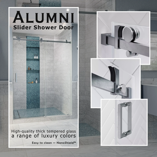 Alumni Brushed Stainless Sliding Shower Door including Installation (NJ)