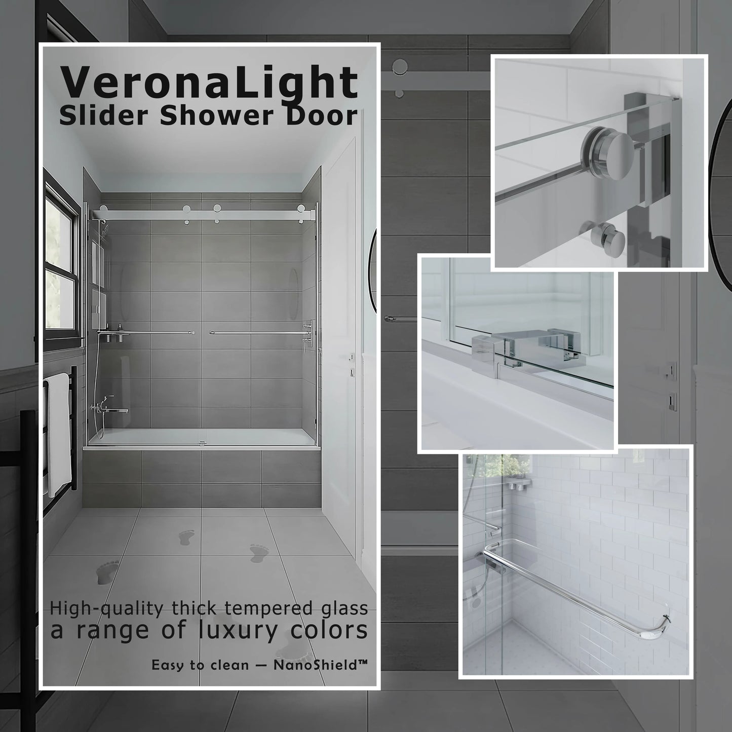 Verona Light Polished Chrome Bypass Sliding Shower Door including Installation (NJ)