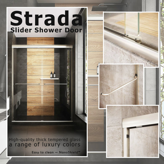 Strada Brushed Nickel Bypass Sliding Shower Door including Installation (NJ)