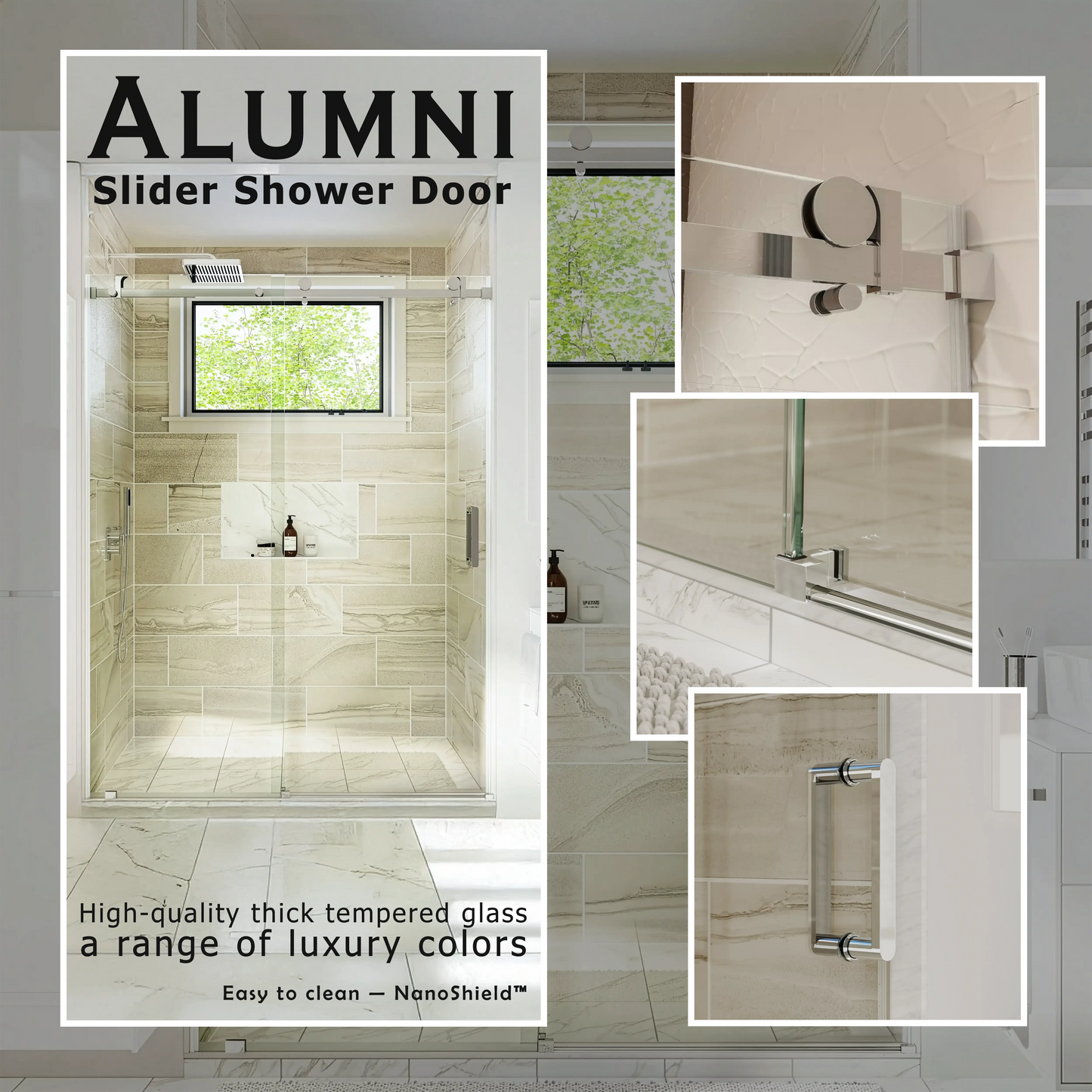 Alumni Polished Stainless Sliding Shower Door including Installation (NJ)
