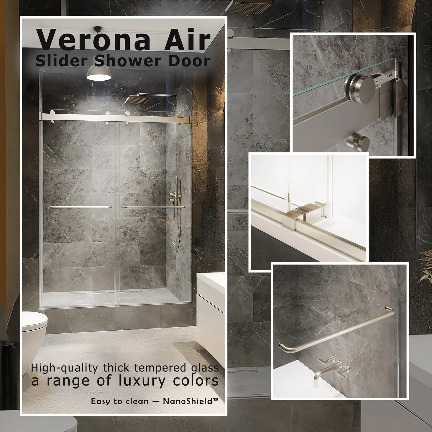 Verona Air Brushed Nickel Bypass Sliding Shower Door including Installation (NJ)