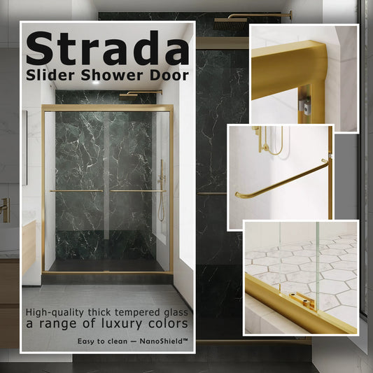 Strada Satin Gold Bypass Sliding Shower Door including Installation (NJ)