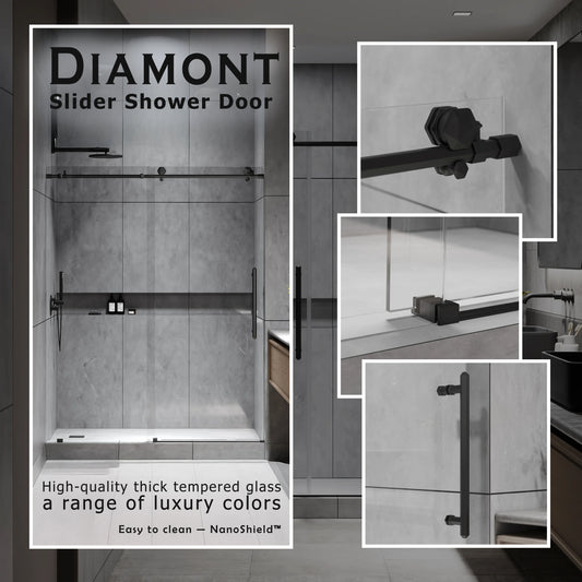 Diamond Matte Black Sliding Shower Door including Installation (NJ)