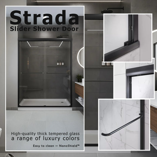 Strada Matte Black Bypass Sliding Shower Door including Installation (NJ)