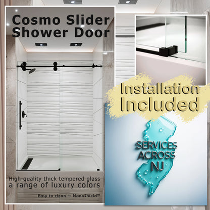 Cosmo Matte Black Sliding Shower Door including Installation (NJ)