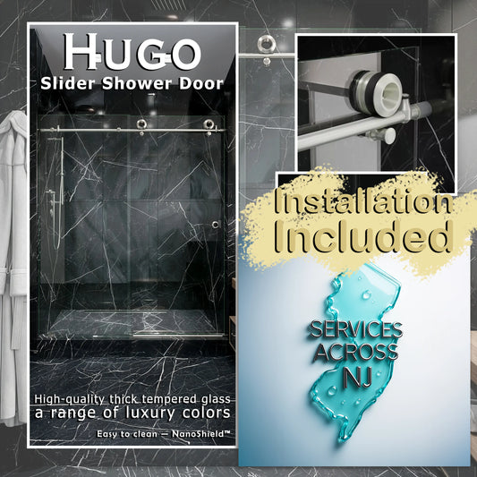 Hugo Brushed Stainless Sliding Shower Door including Installation (NJ)