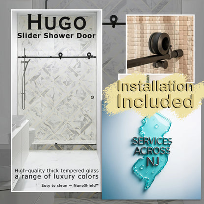 Hugo Matte Black Sliding Shower Door including Installation (NJ)