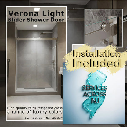 Verona Light Brushed Nickel Bypass Sliding Shower Door including Installation (NJ)