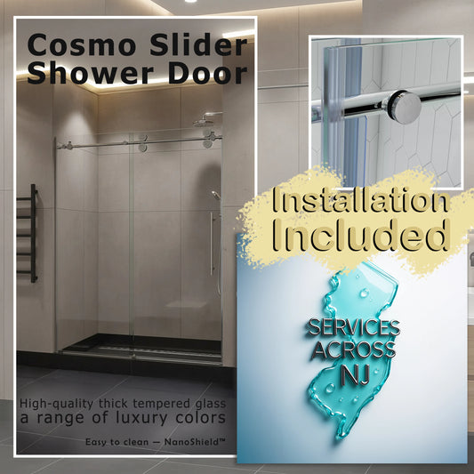 Cosmo Polished Stainless Sliding Shower Door including Installation (NJ)