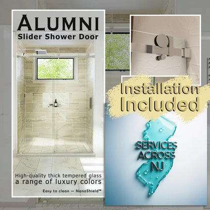 Alumni Polished Stainless Sliding Shower Door including Installation (NJ)