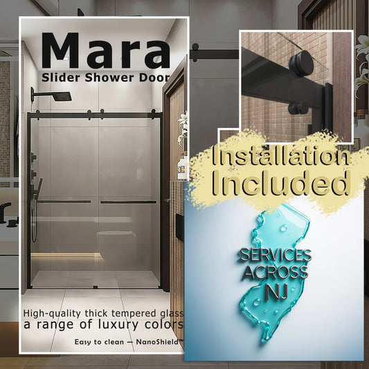 Mara Matte Black Bypass Sliding Shower Door including Installation (NJ)