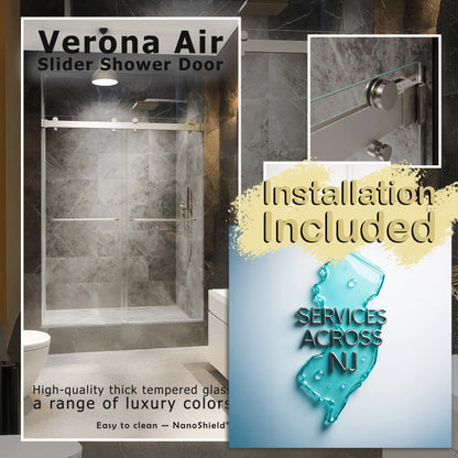 Verona Air Brushed Nickel Bypass Sliding Shower Door including Installation (NJ)