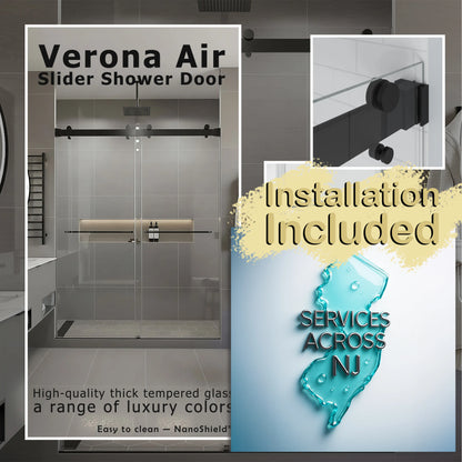 Verona Air Matte Black Bypass Sliding Shower Door including Installation (NJ)