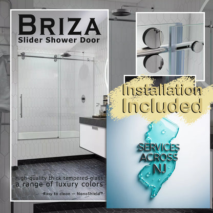 Briza Polished Stainless Sliding Shower Door including Installation (NJ)