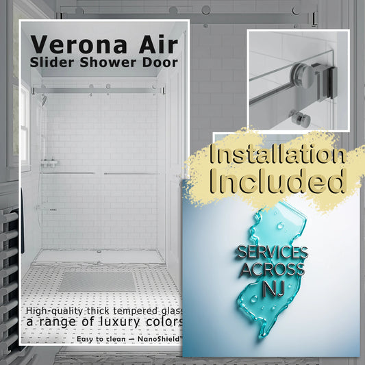 Verona Air Polished Chrome Bypass Sliding Shower Door including Installation (NJ)