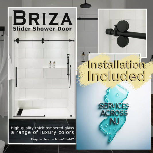 Briza Matte Black Sliding Shower Door including Installation (NJ)