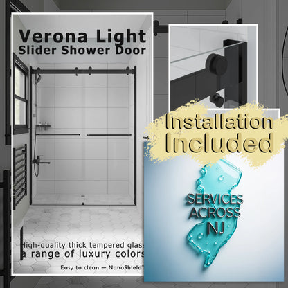 Verona Light Matte Black Bypass Sliding Shower Door including Installation (NJ)