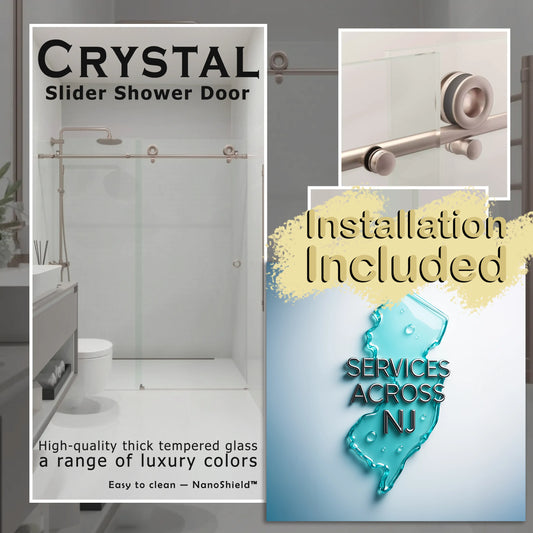 Crystal Brushed Stainless Sliding Shower Door including Installation (NJ)