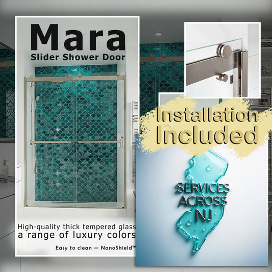 Mara Brushed Nickel Bypass Sliding Shower Door including Installation (NJ)