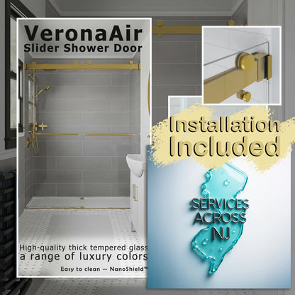 Verona Air Satin Gold Bypass Sliding Shower Door including Installation (NJ)