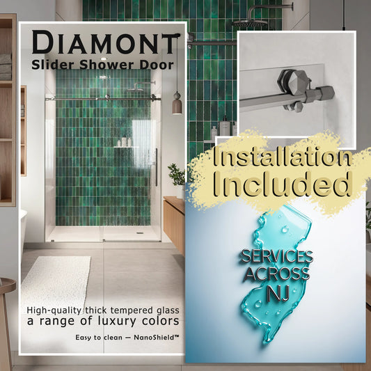 Diamond Brushed Stainless Sliding Shower Door including Installation (NJ)