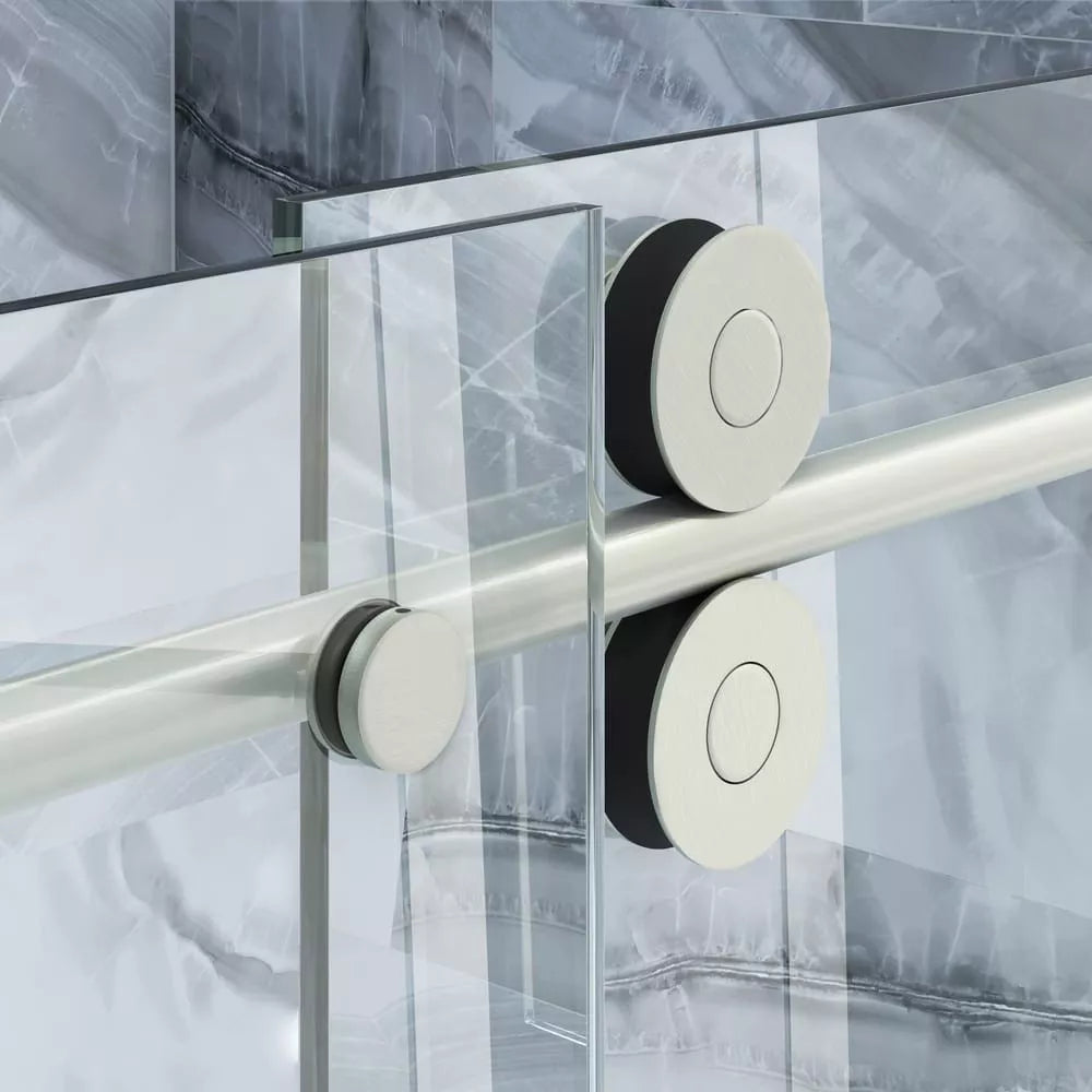 Cosmo Brushed Stainless Frameless Sliding Shower Door (NJ)