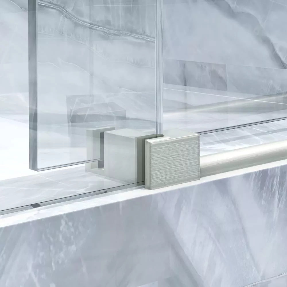 Cosmo Brushed Stainless Frameless Sliding Shower Door (NJ)