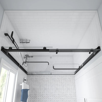 Verona Light Matte Black Bypass Sliding Shower Door (NJ)