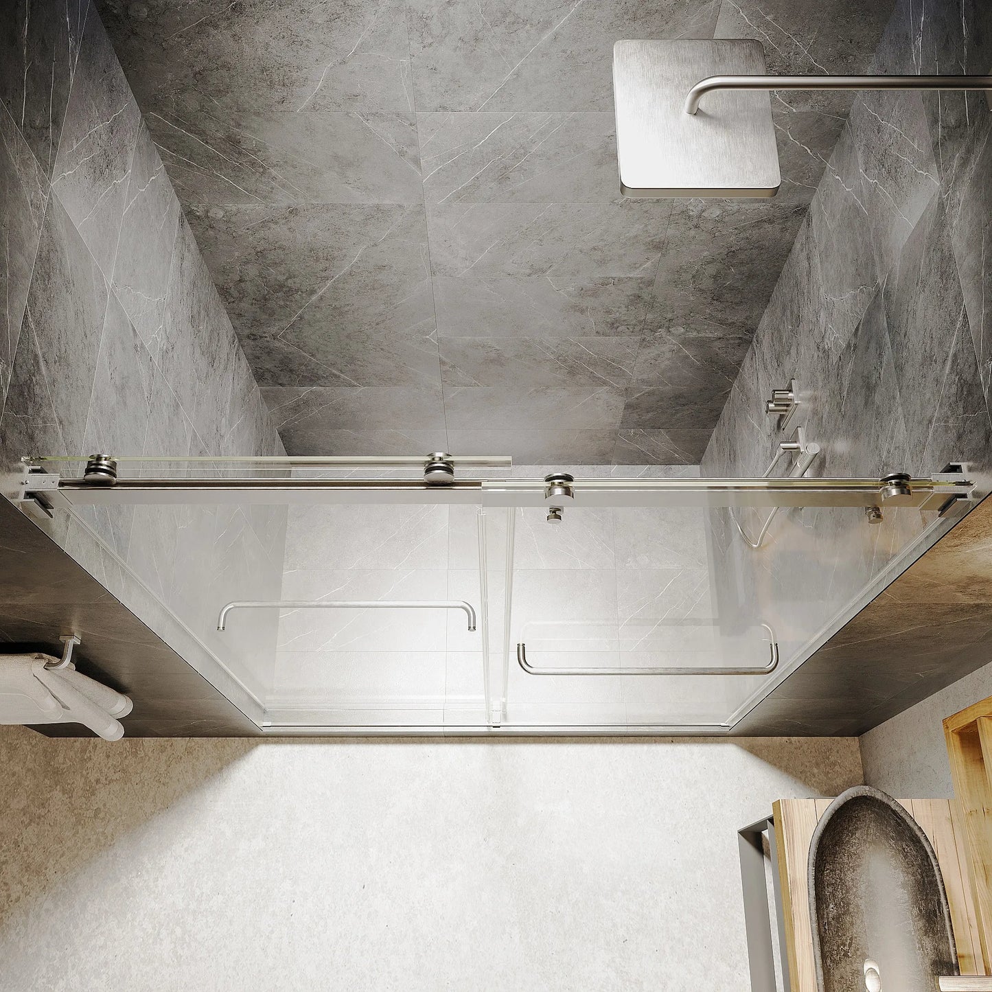 Verona Air Brushed Nickel Bypass Sliding Shower Door (NJ)