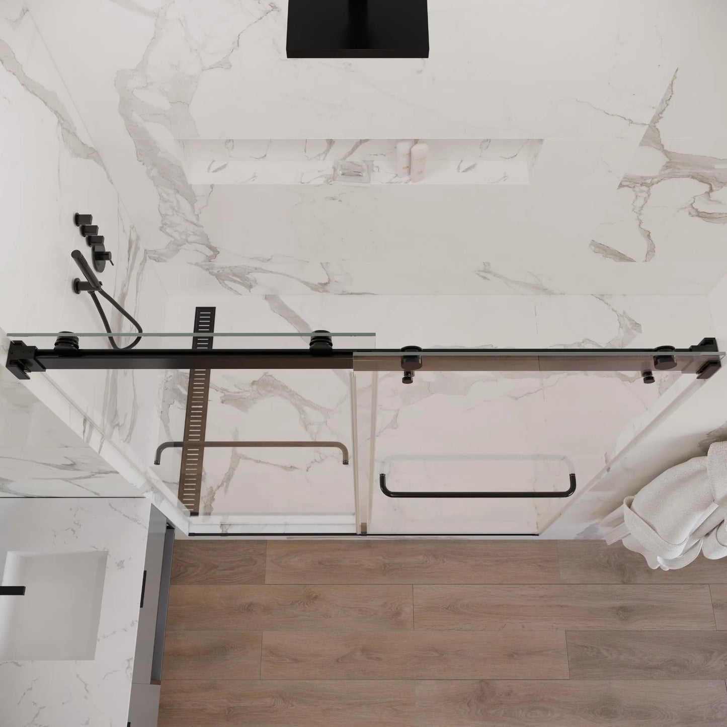 Verona Air Matte Black Bypass Sliding Shower Door including Installation (NJ)