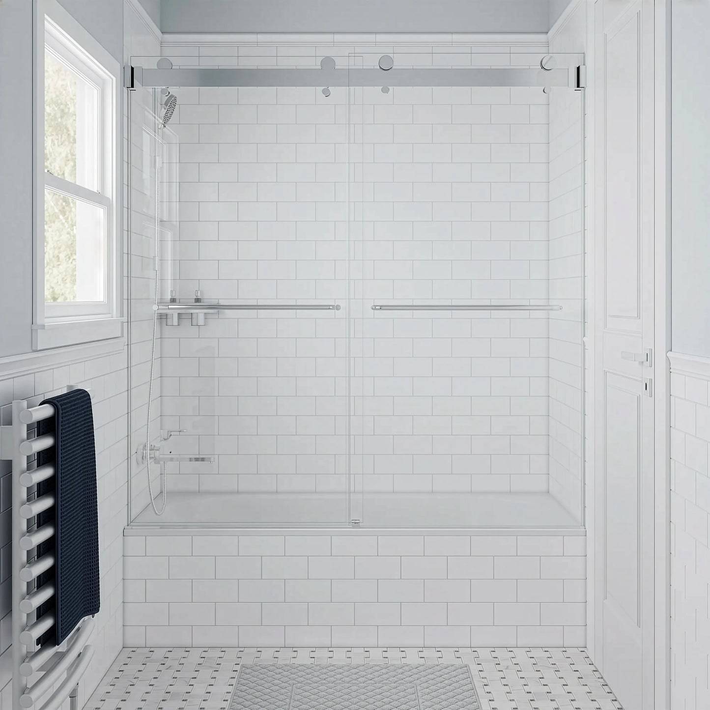 Verona Air Polished Chrome Bypass Sliding Shower Door including Installation (NJ)